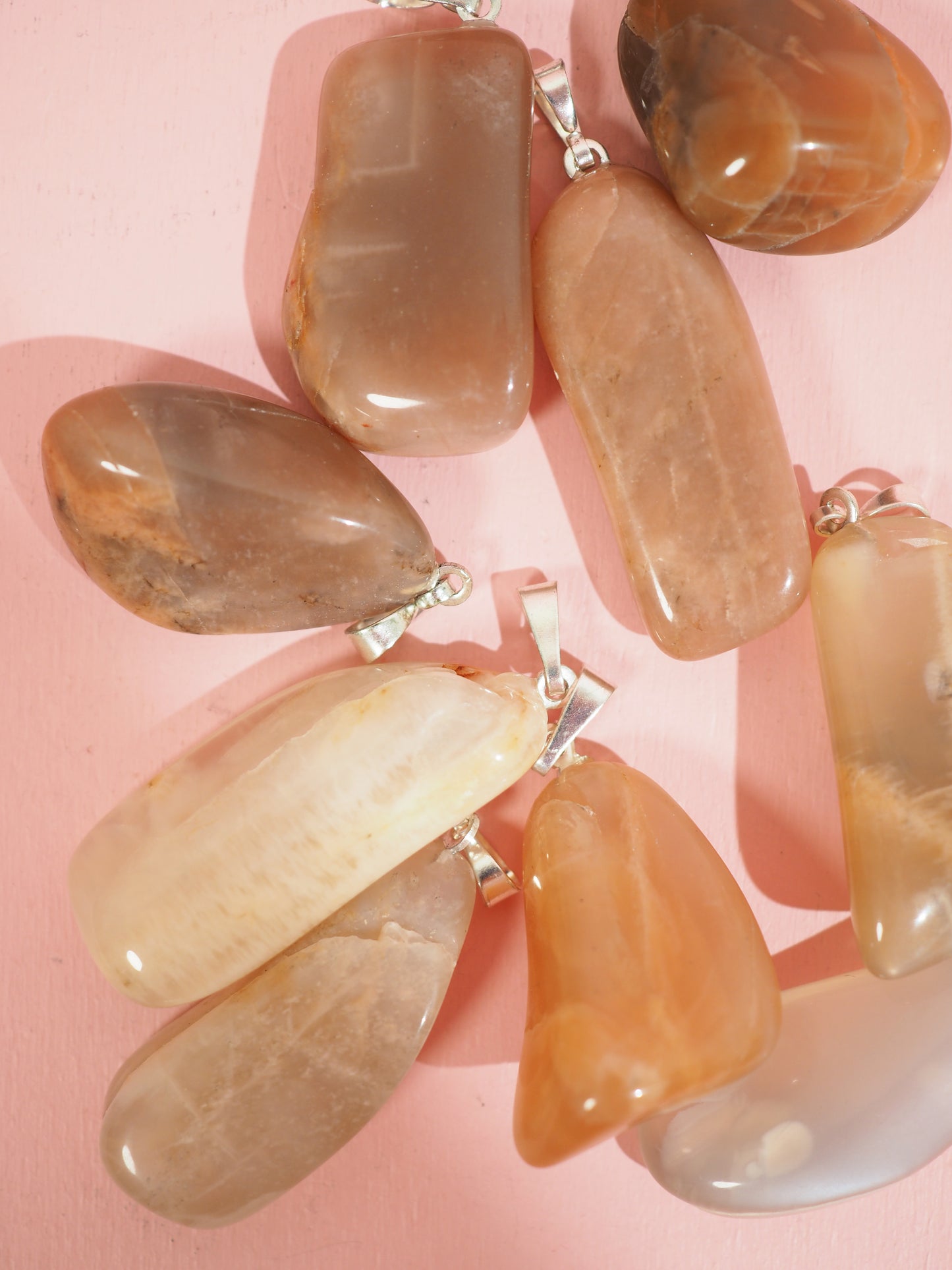Mondstein Trommelstein Anhänger . Moonstone Tumble Pendant ca 3cm - High Quality