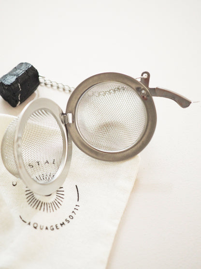 Tee Ei Teefilter Schwarzer Turmalin . Schörl . Tea Egg Black Turmaline