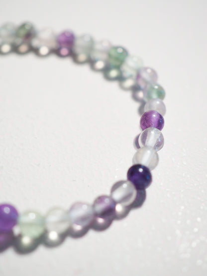 CRYSTAL KIDS - Regenbogenfluorit Kugelarmband bis 14cm - HIGH QUALITY