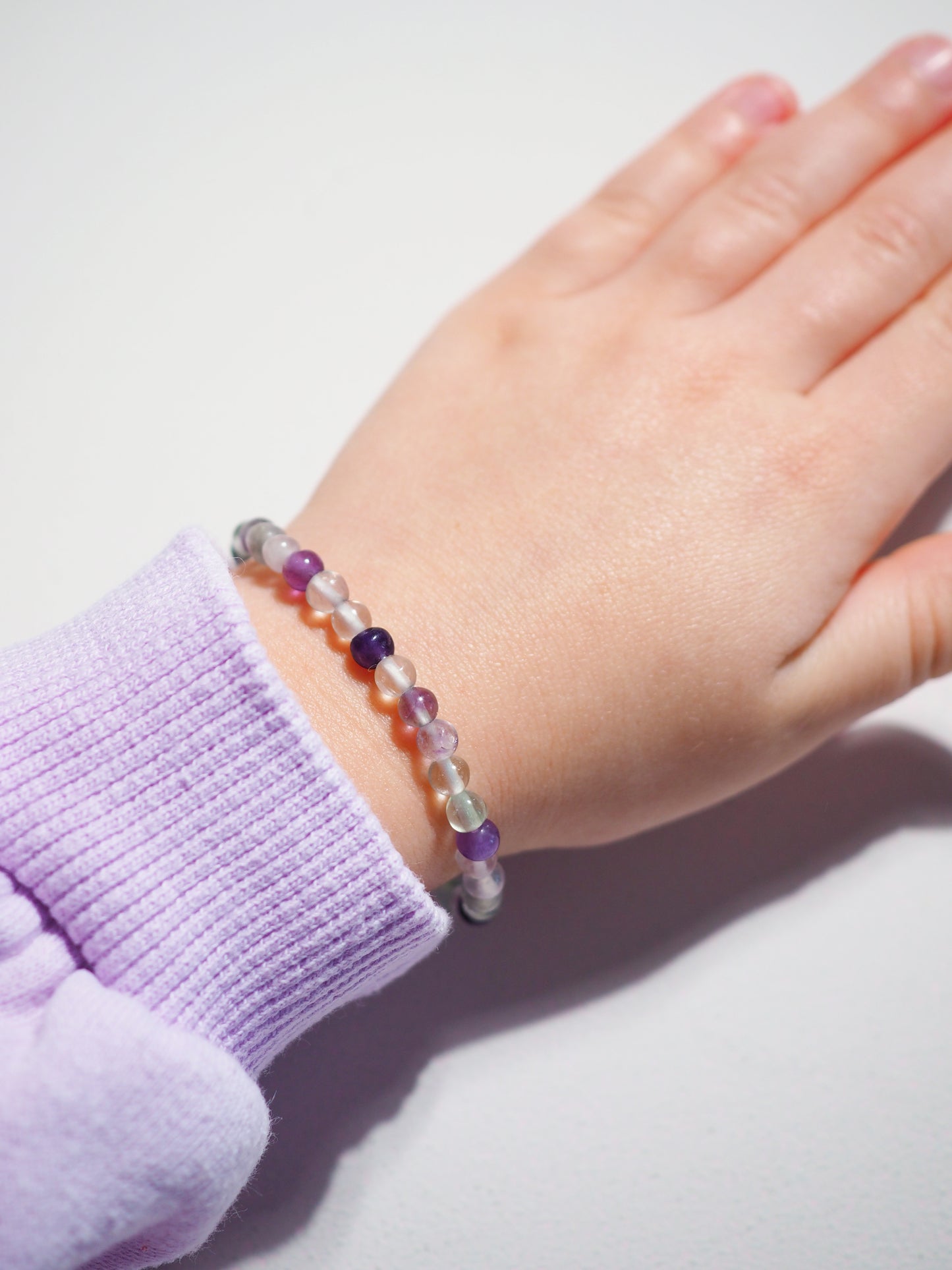 CRYSTAL KIDS - Regenbogenfluorit Kugelarmband bis 14cm - HIGH QUALITY