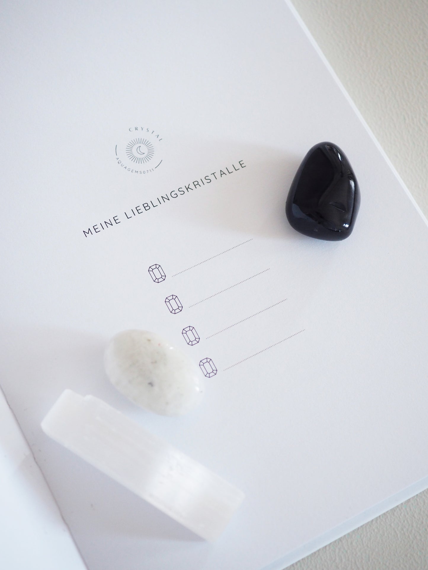 AQUAGEMS0711xCRYSTAL REFLECTION JOURNAL mit MYSTERY Trommelstein
