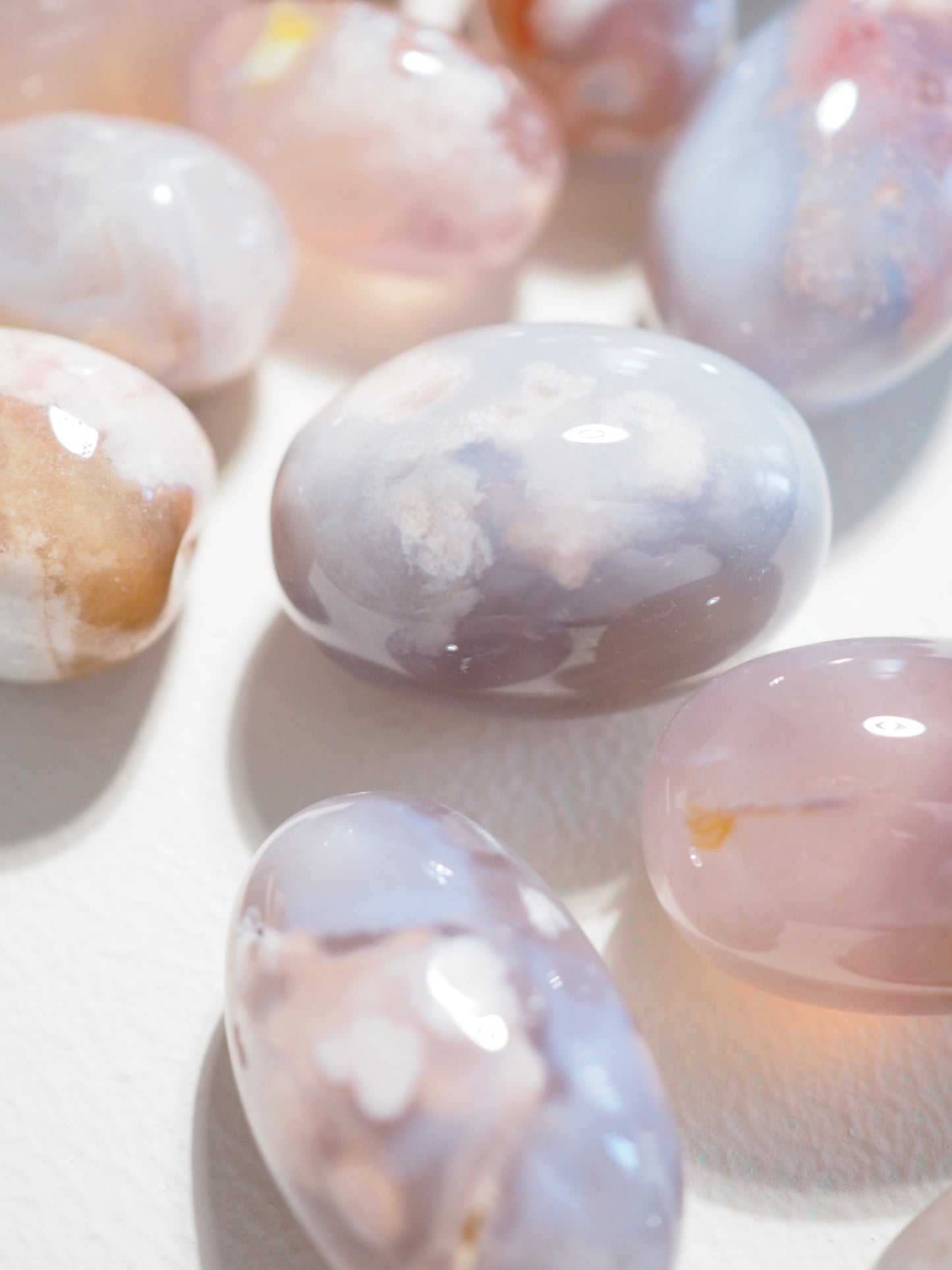 Blumenachat Trommel Stein . Flower Agate Tumble ca. 2-3cm -  aus Madagascar HIGH QUALITY