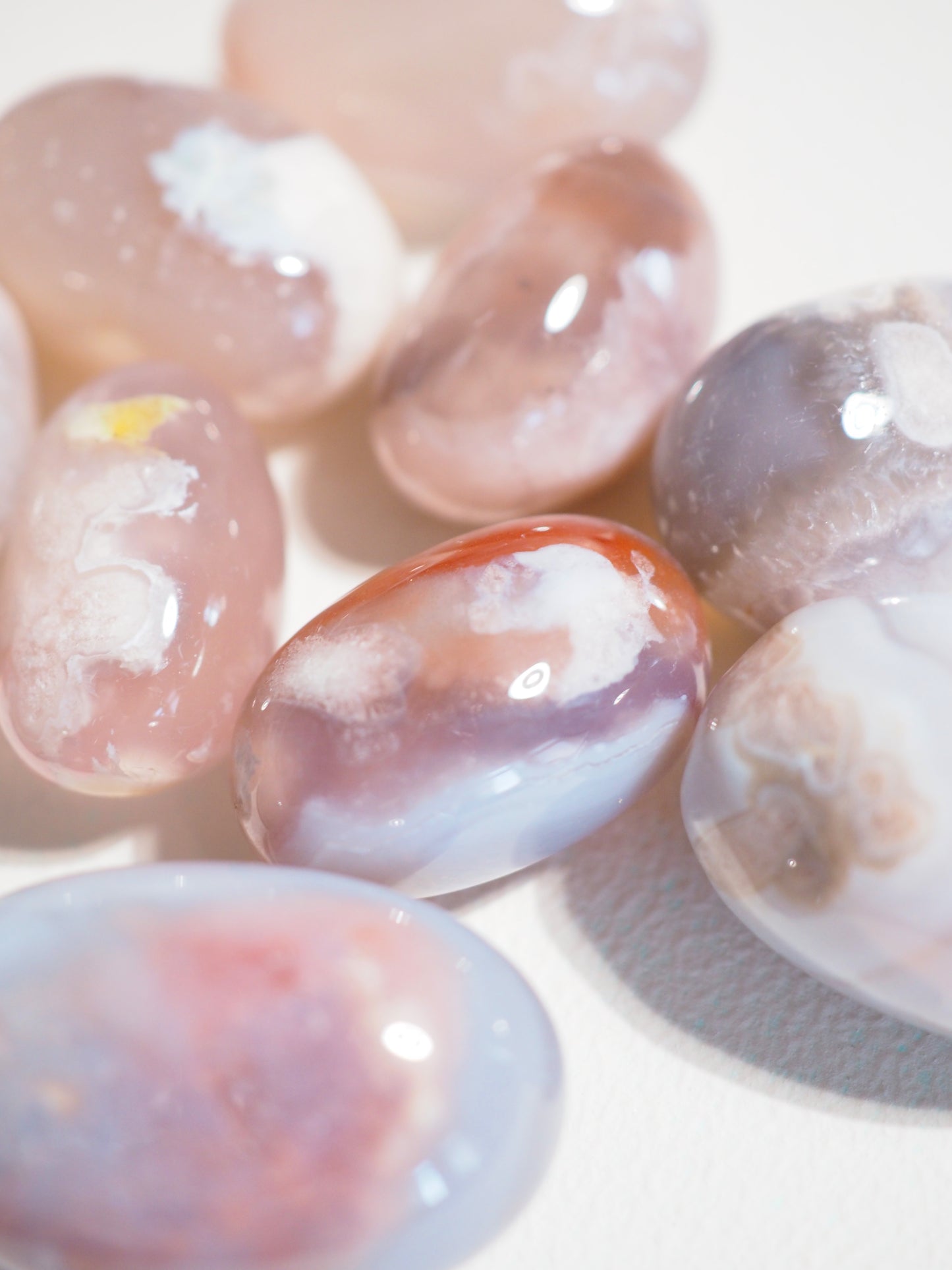 Blumenachat Trommel Stein . Flower Agate Tumble ca. 2-3cm -  aus Madagascar HIGH QUALITY