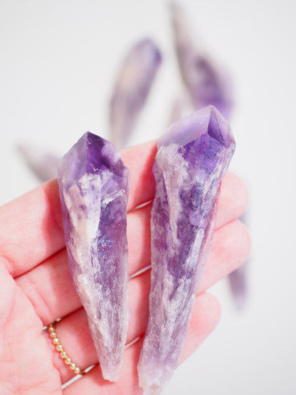 Baby Jacare Amethyst Zauberstab .  Zepter Roh Stab Spitze Wurzel Wand  5-8 cm aus Bahia Brasilien  MEDIUM