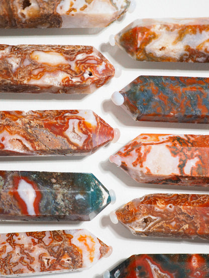 Druzy Roter Moosachat Spitze . Druzy red moss agate Point ca 7-9 cm - Treated