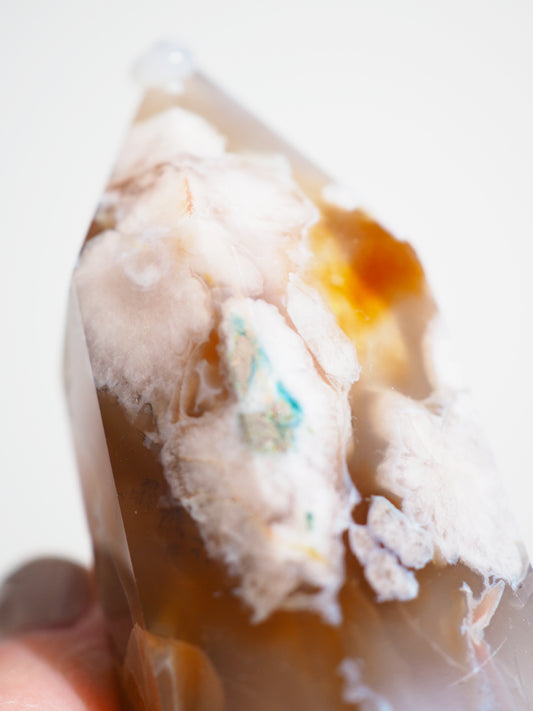 Blumen Achat mit Karneol Spitze / Flower Agate Point with Carnelian -aus Madagascar High Quality