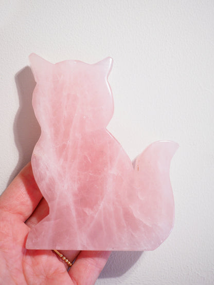 Rosenquarz Katze Scheibe . Rosequartz Kitty SLAB ca. 11cm - aus Madagascar
