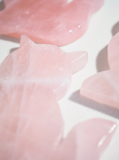 Rosenquarz Katze Scheibe . Rosequartz Kitty SLAB ca. 11cm - aus Madagascar