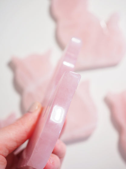 Rosenquarz Katze Scheibe . Rosequartz Kitty SLAB ca. 11cm - aus Madagascar