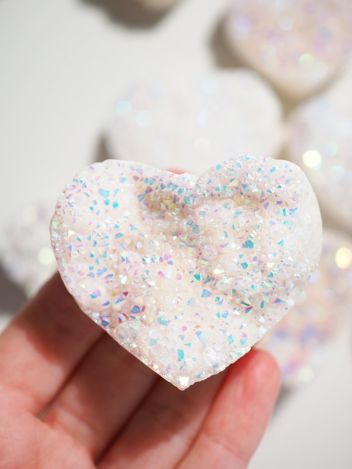 Angel Aura weißes Quarz Bergkristall Herz . Angelaura White Quartz Heart - aus China