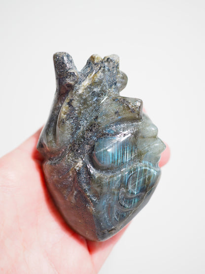 Labradorit Menschliches Herz . Lepidolite Human Heart  9cm - aus China Hand Carved