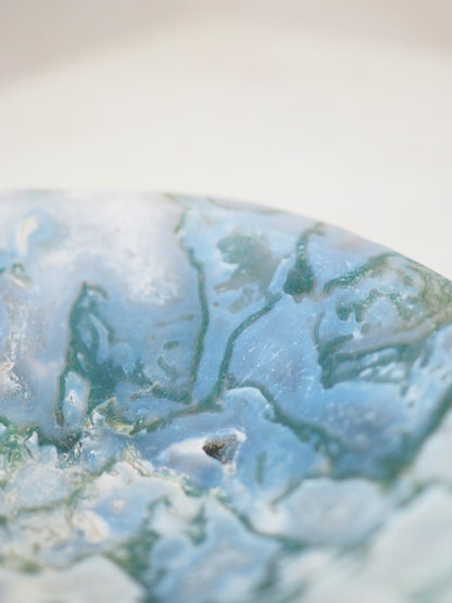 Moos - Baum Achat Schale mit Druzy / Moss. Tree Agate Bowl 600g (A)  -aus China / Indien