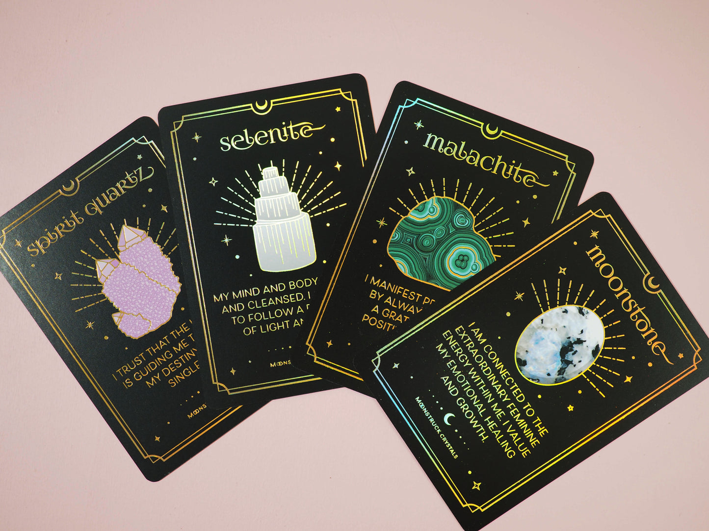 Crystal Affirmations . Golden Aura Edition von Moonstruck Crystals / Karten Deck mit Kristall Affirmationen