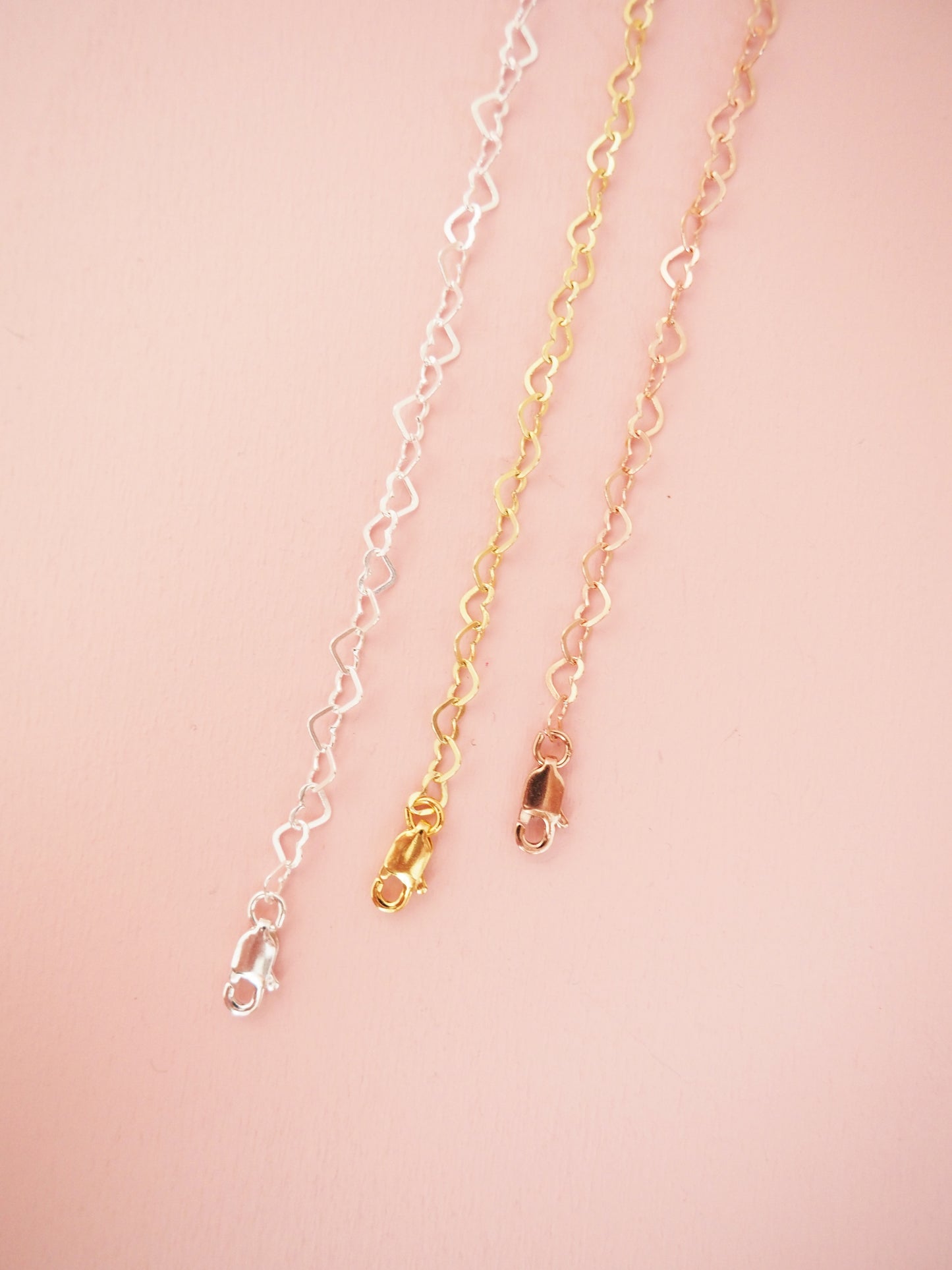 Sterlingsilber vergoldet rosévergoldet Herzchen Kette