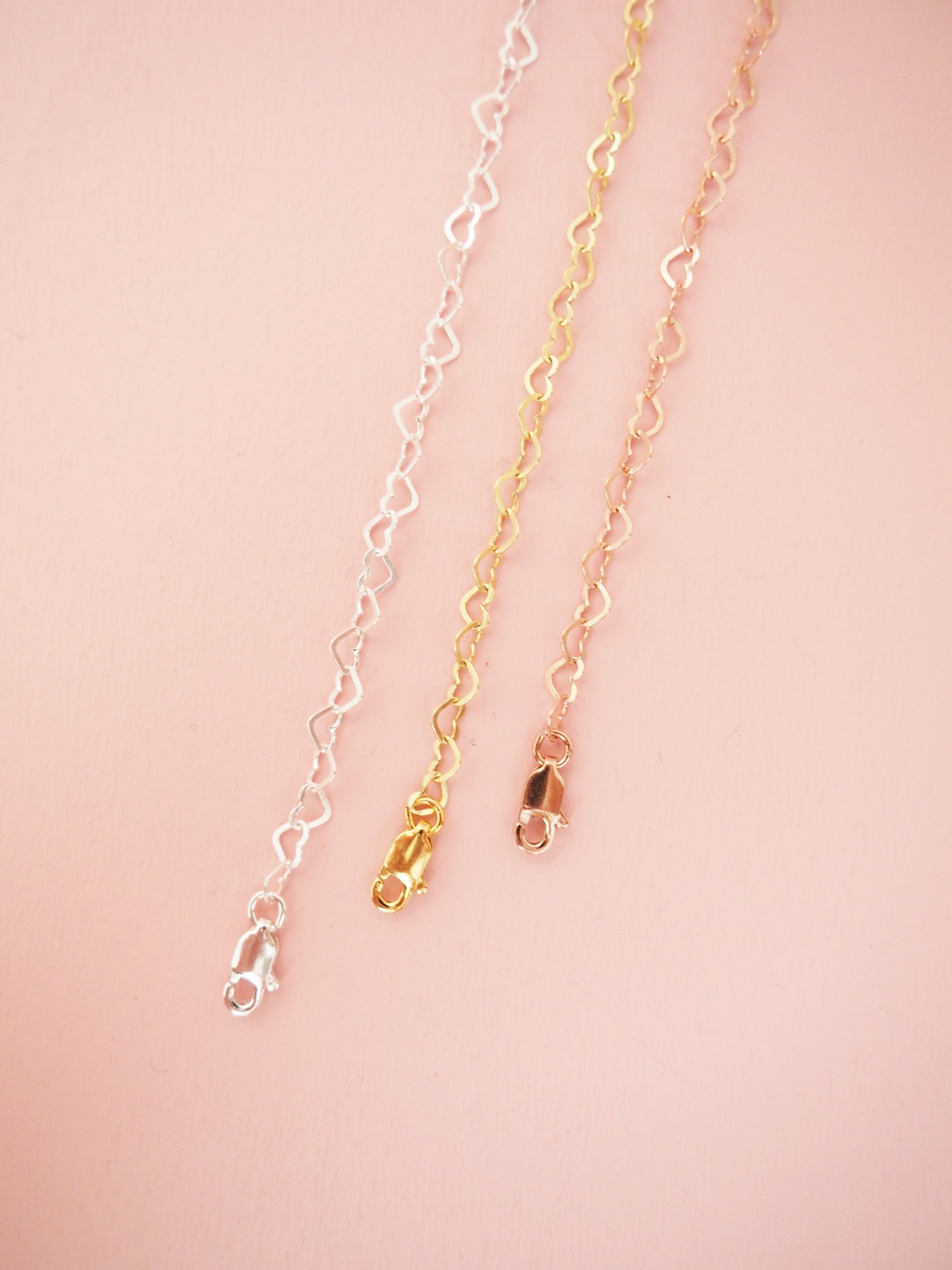 Sterlingsilber vergoldet rosévergoldet Herzchen Kette