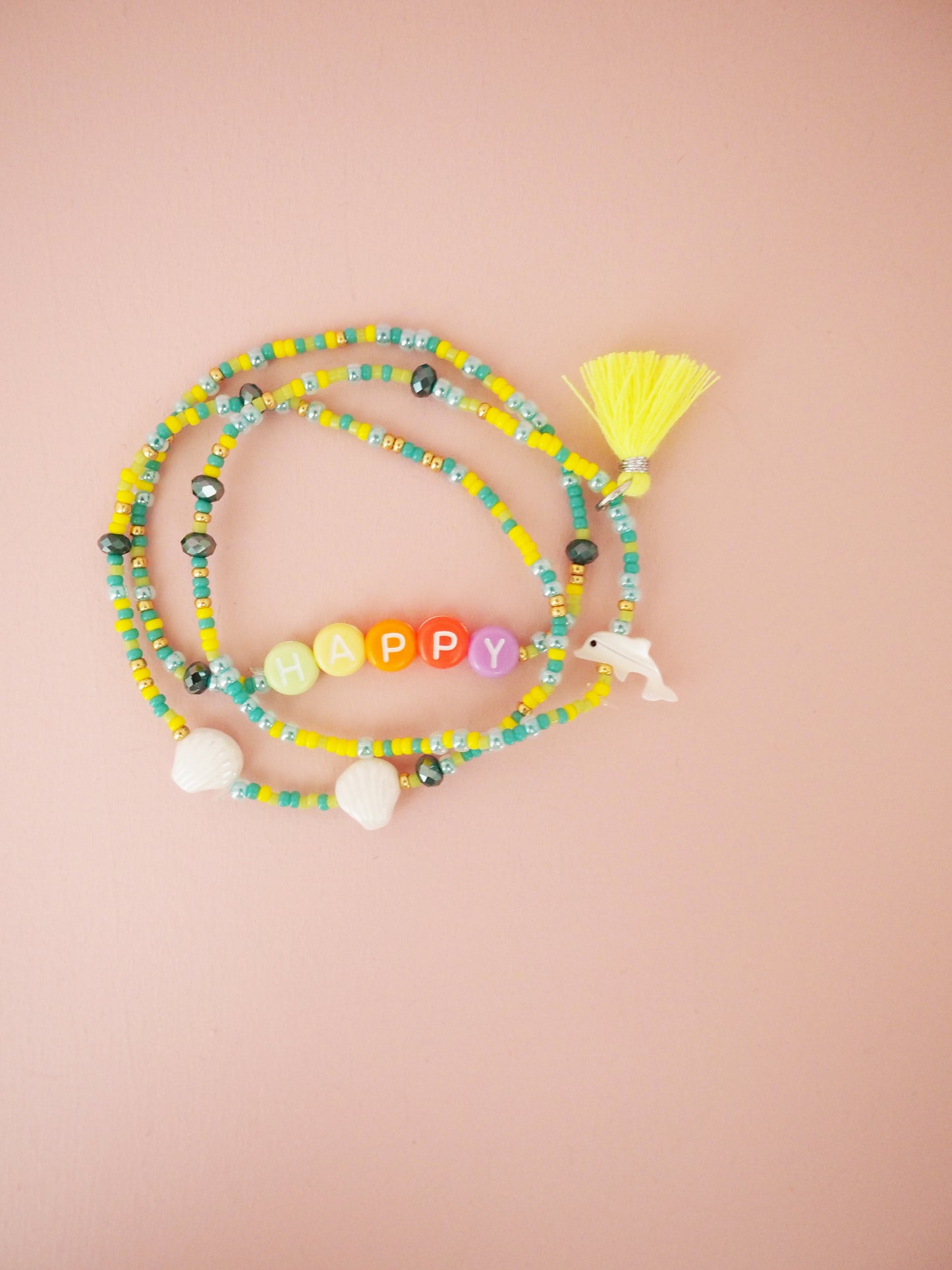 Armband Set im Ibiza Style Boho Hippie mit Quaste und Delfin