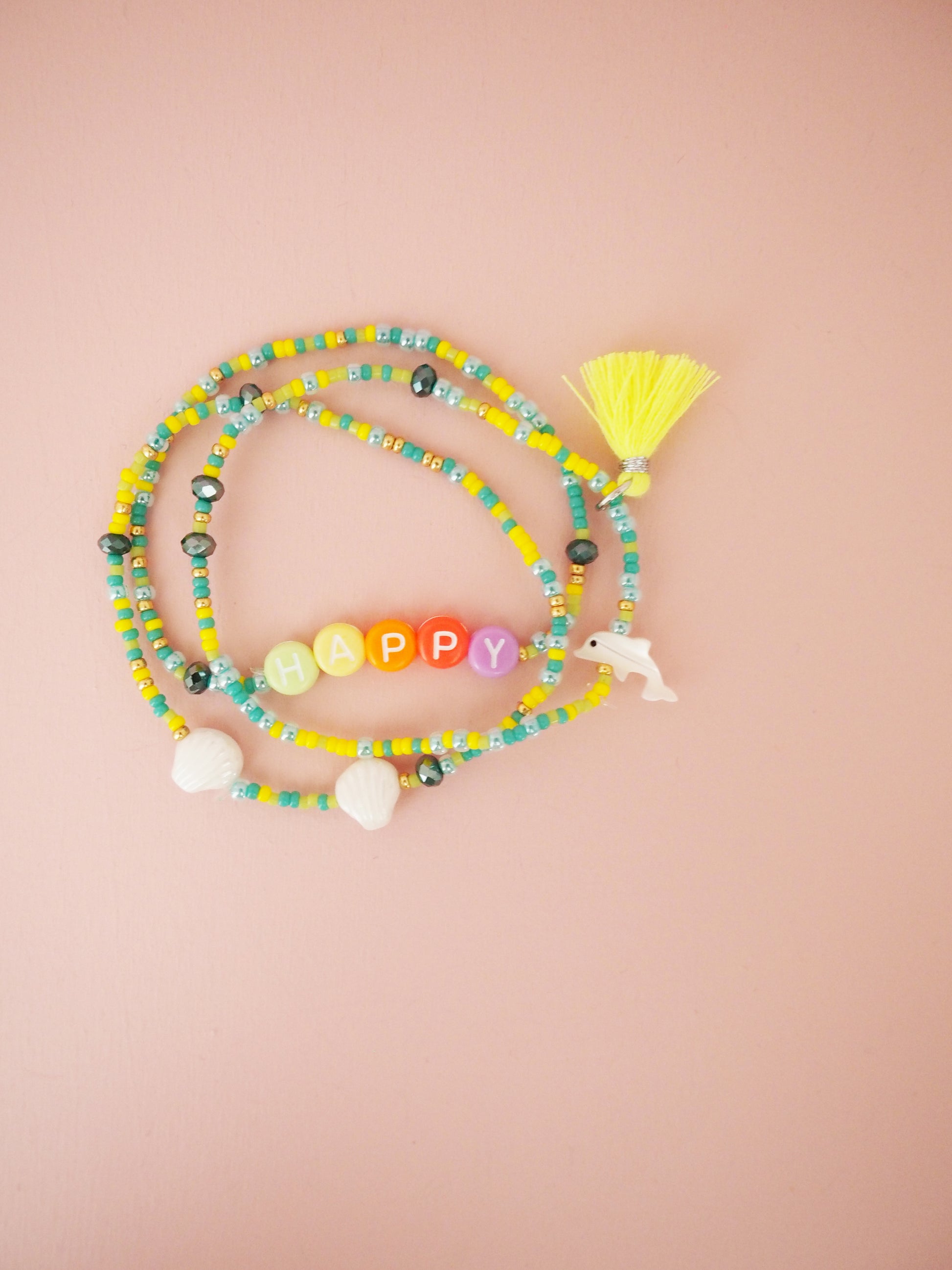 Armband Set im Ibiza Style Boho Hippie mit Quaste und Delfin