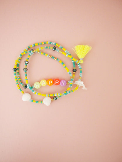 Armband Set im Ibiza Style Boho Hippie mit Quaste und Delfin