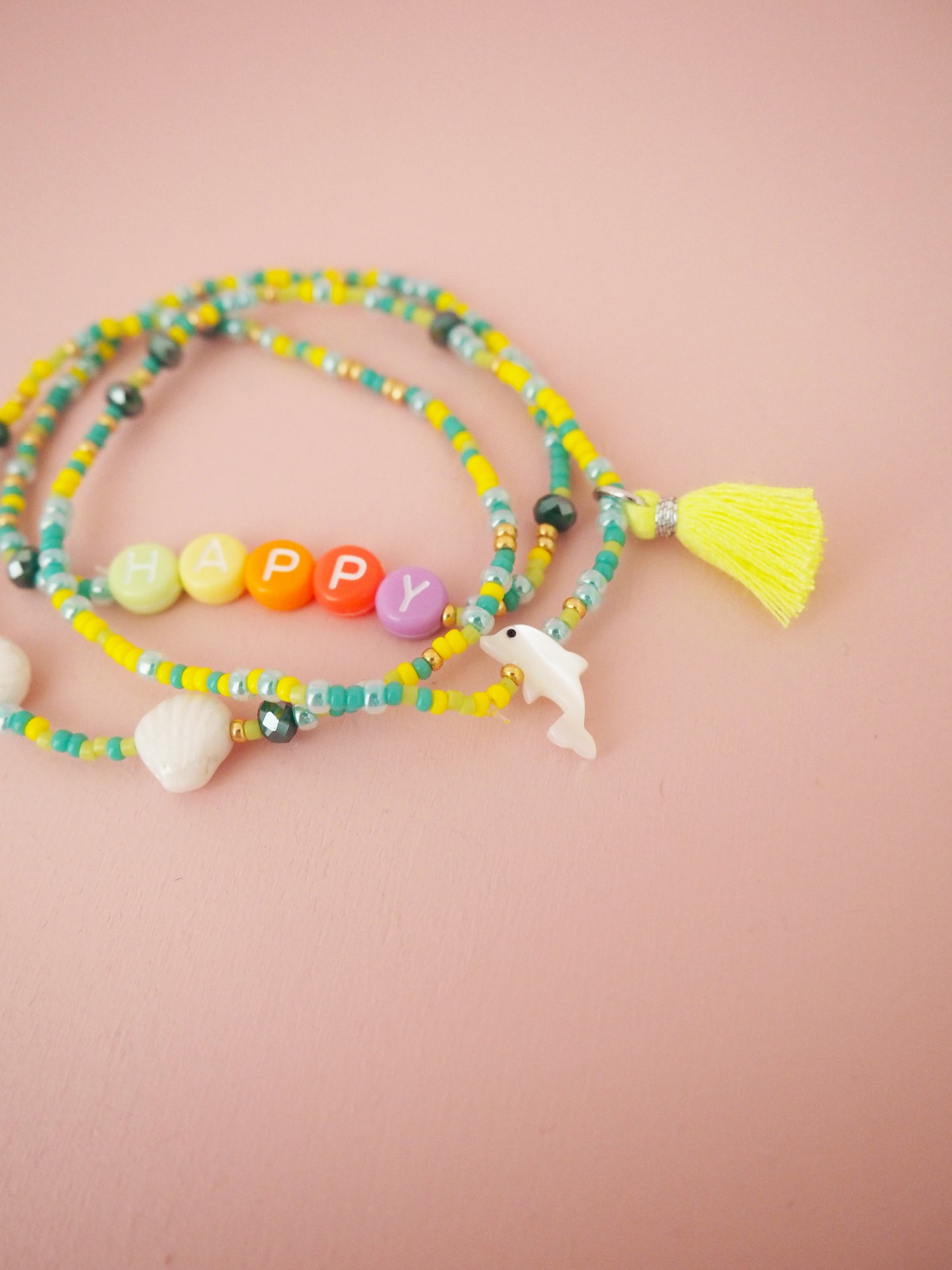 Yellow Japanisches Glasperlen Armband 3er SET
