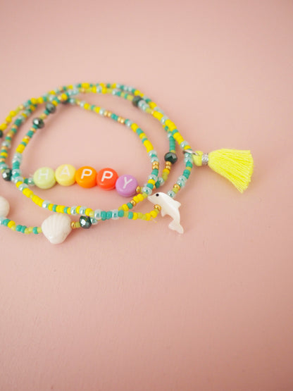 Yellow Japanisches Glasperlen Armband 3er SET