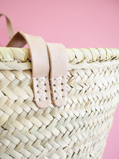 Korb Monogramm & Stripes Peach Ice Tea Weiss