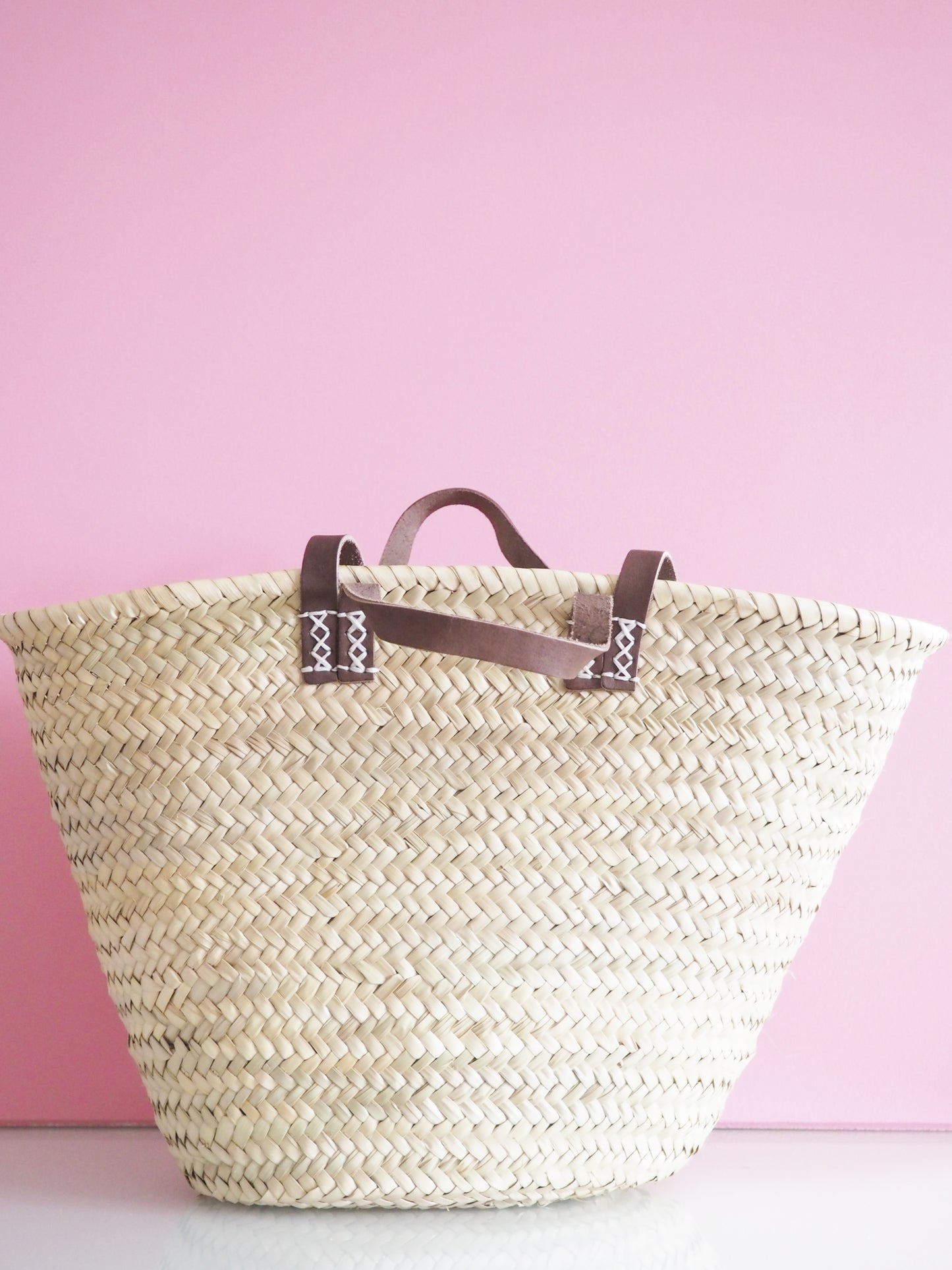 Korb Monogramm & Stripes Rosa Weiss