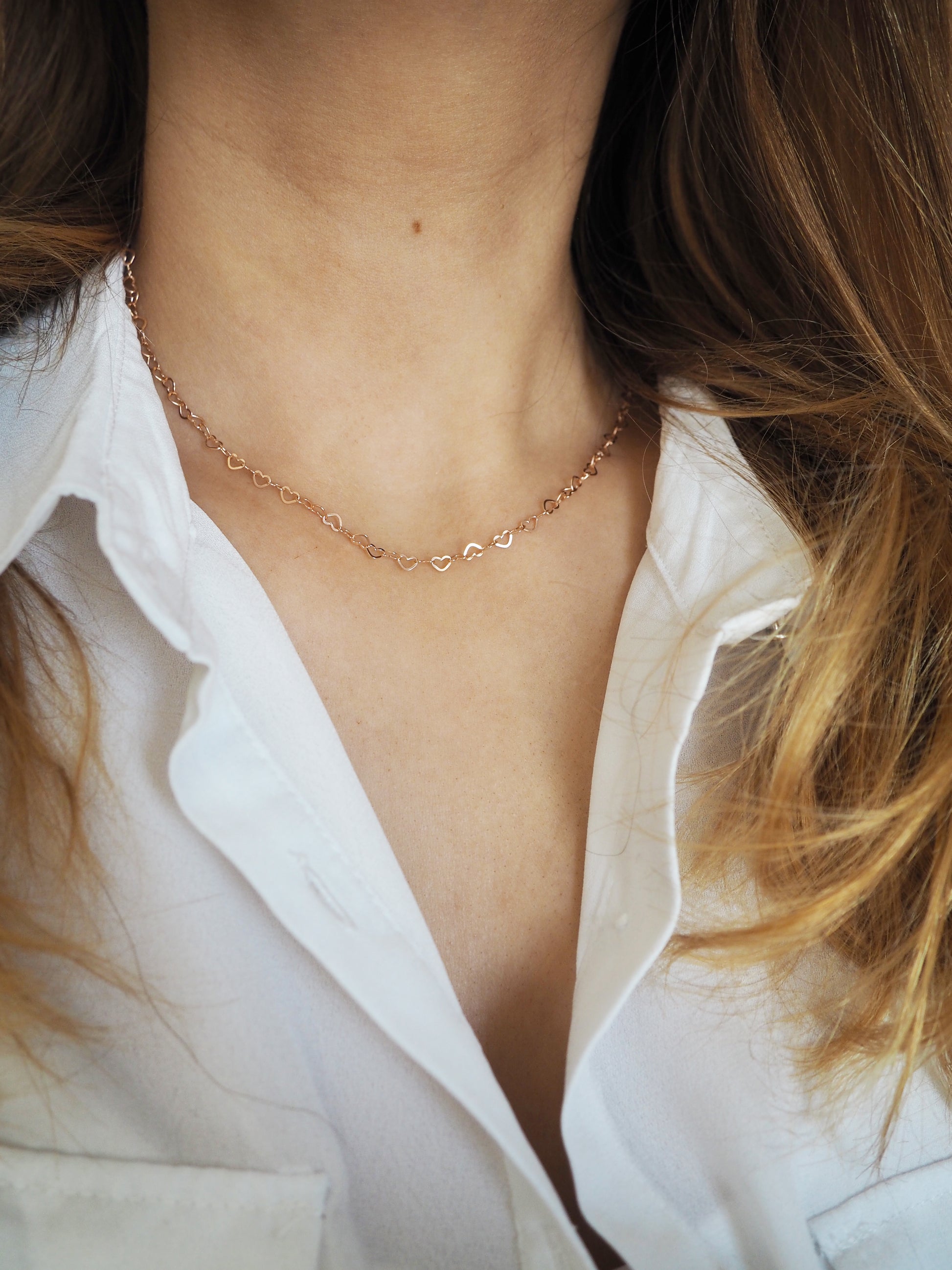 Chocker Herzchen Kette sterlingsilber Rosévergoldet
