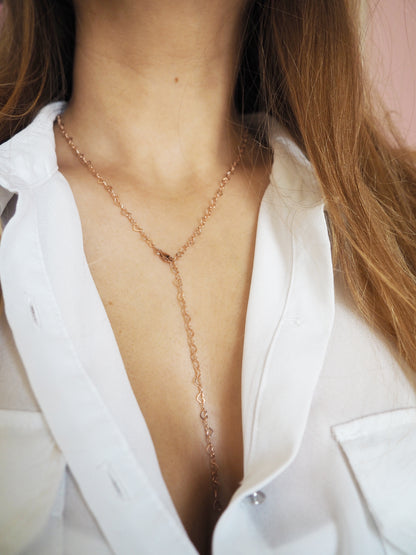 Y Kette Herz Kette Sterlingsilber rosévergoldet