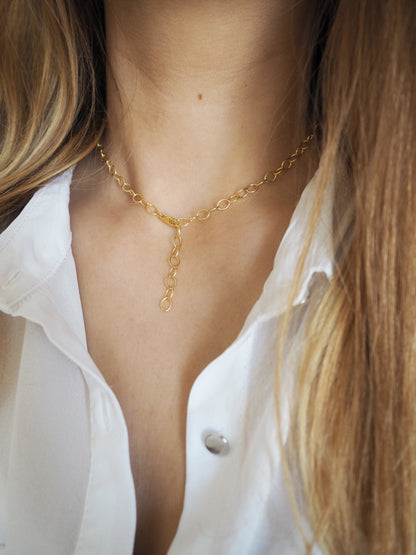 Halskette Basic Choker Maxikette Y 42cm 925 Sterlingsilber . vergoldet . rosévergoldet