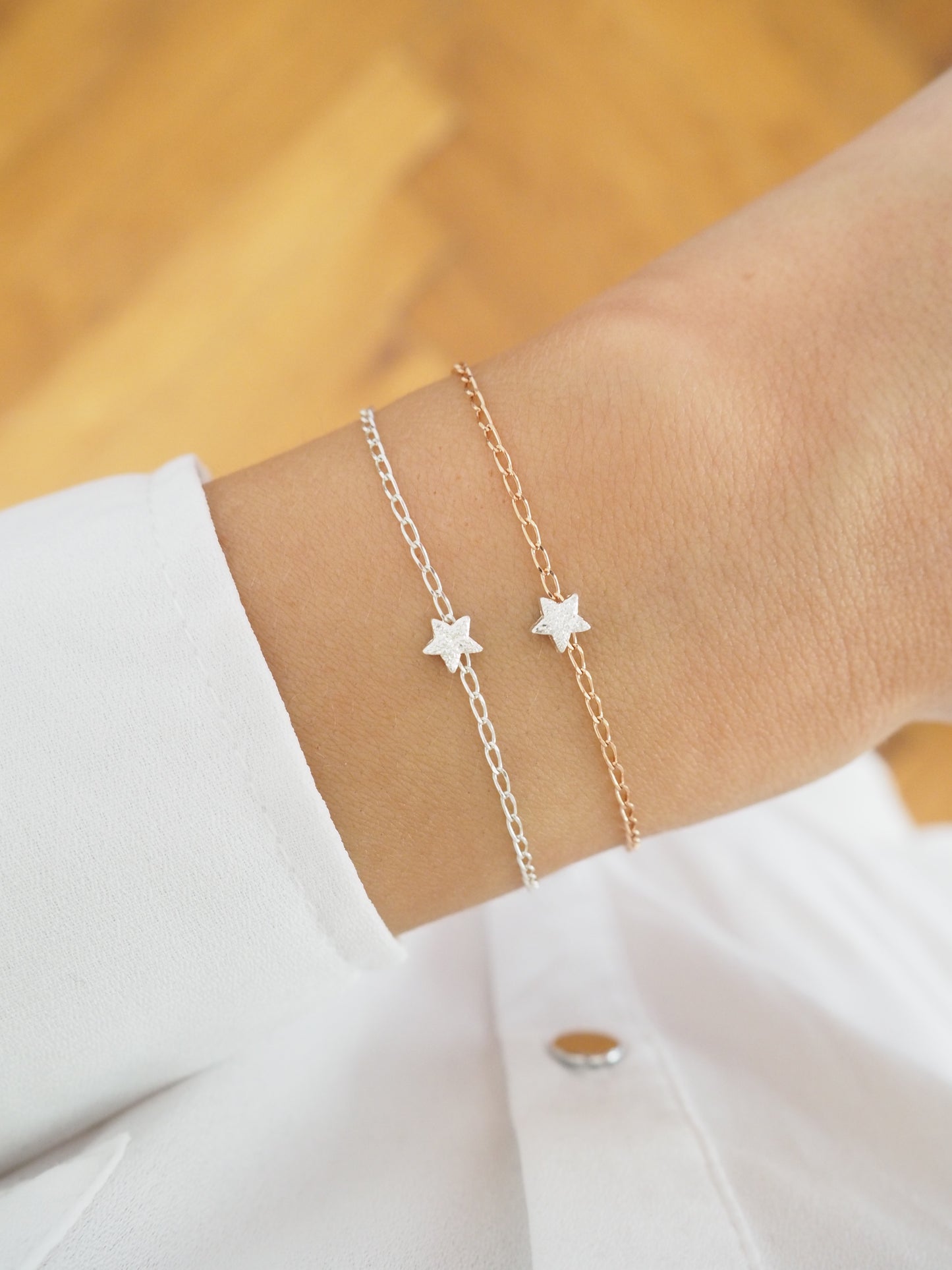 Zartes Gliederarmband mit Stern 925 Sterlingsilber