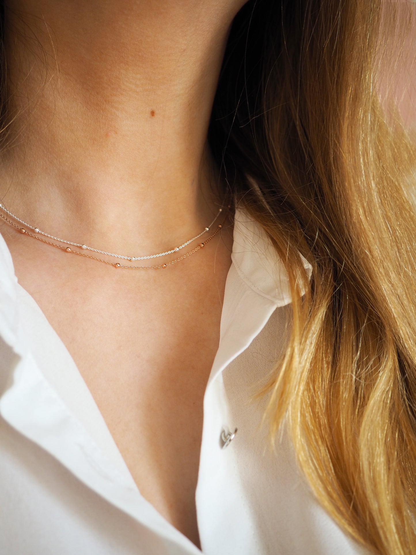 Halskette Basic Boho chic Staurn Kette 925 Sterlingsilber  . vergoldet . rosévergoldet