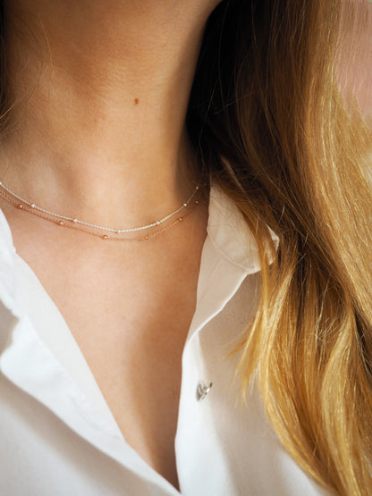 Halskette Basic Boho chic Staurn Kette 925 Sterlingsilber  . vergoldet . rosévergoldet