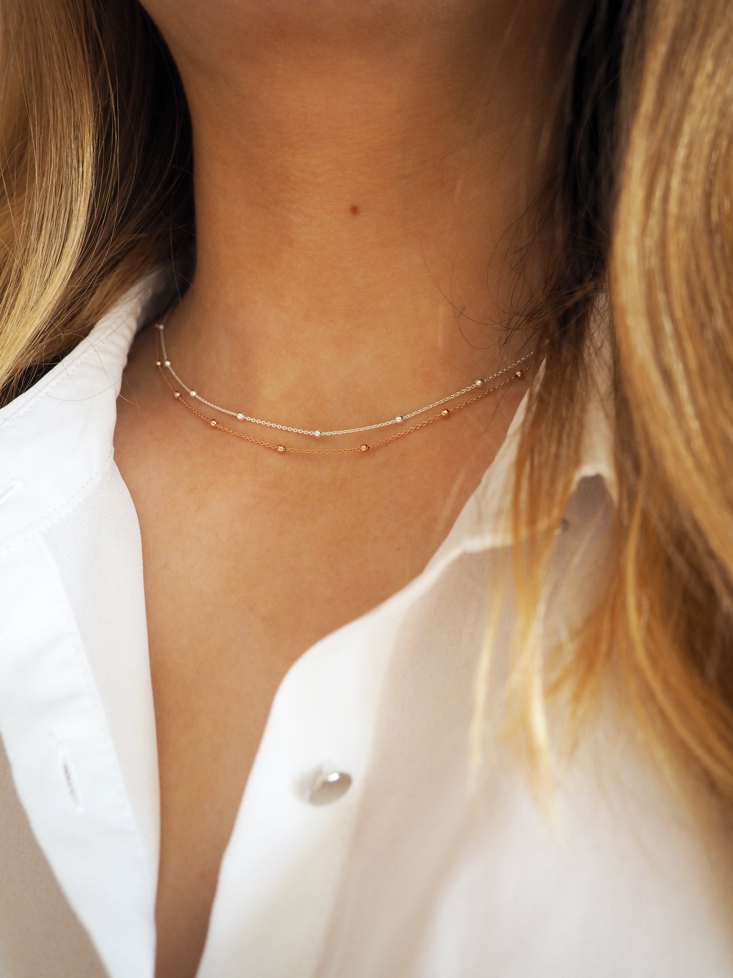 Halskette Basic Boho chic Staurn Kette 925 Sterlingsilber  . vergoldet . rosévergoldet