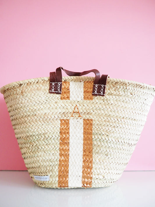 Korb Monogramm & Stripes Kupfer Champagner