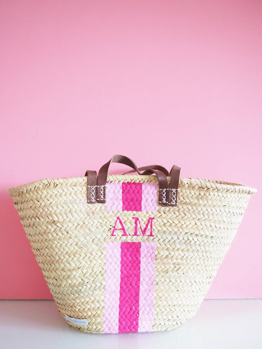 Korb Monogramm & Stripes Rosa Pink