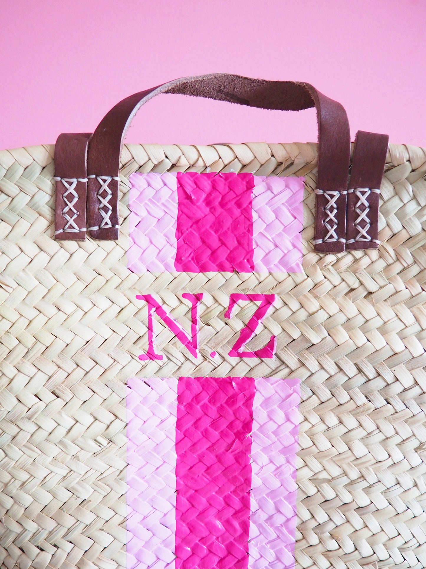 Korb Monogramm & Stripes Rosa Pink