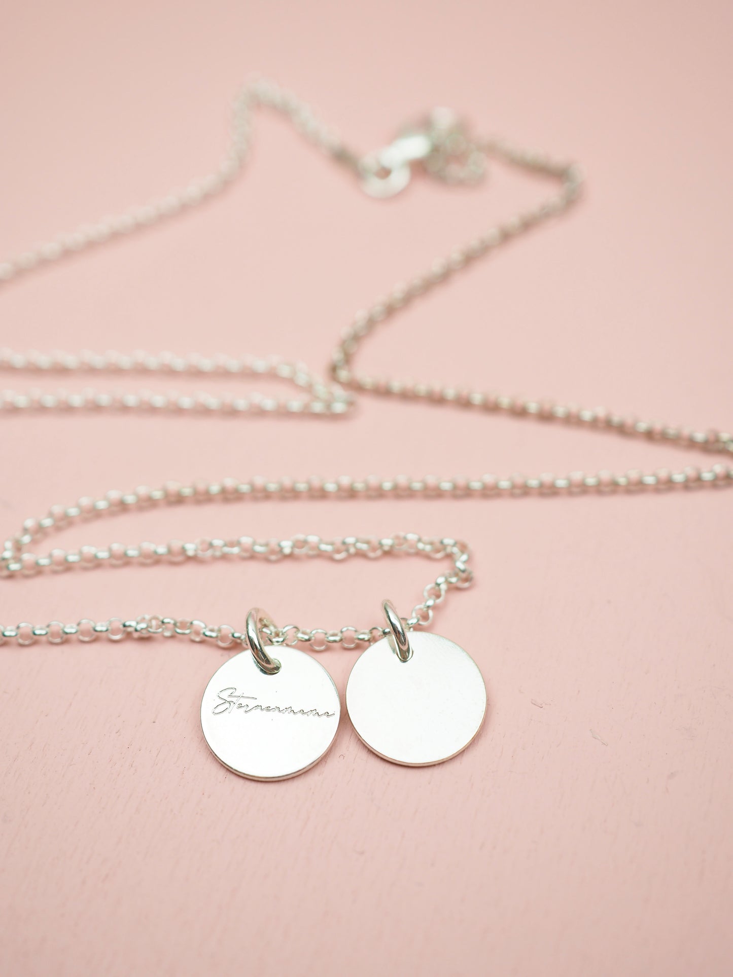 Sternenmama Kette mit Gravur Plättchen 925 Sterlingsilber