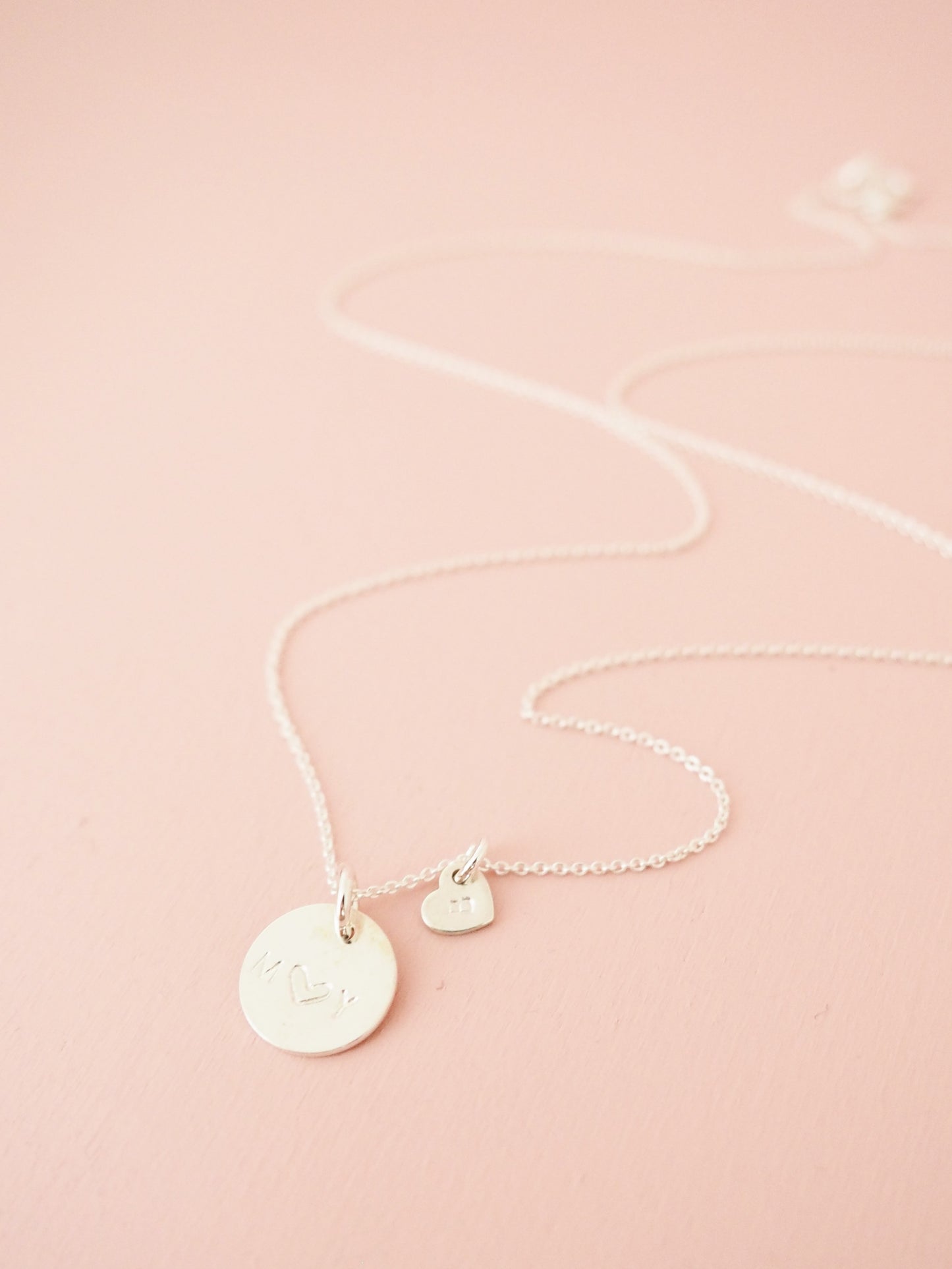 Feine Kette mit Herz Personalisiert Prägung 925 Sterlingsilber