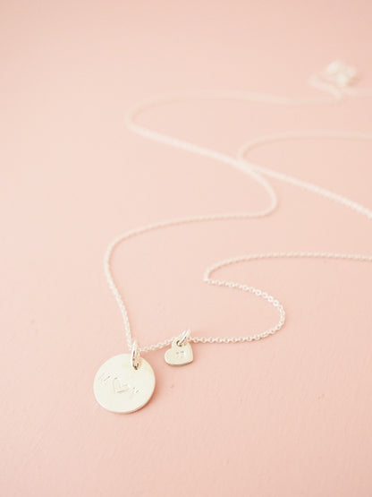 Feine Kette mit Herz Personalisiert Prägung 925 Sterlingsilber