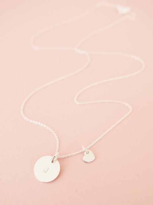 Feine Kette mit Herz Personalisiert Prägung 925 Sterlingsilber