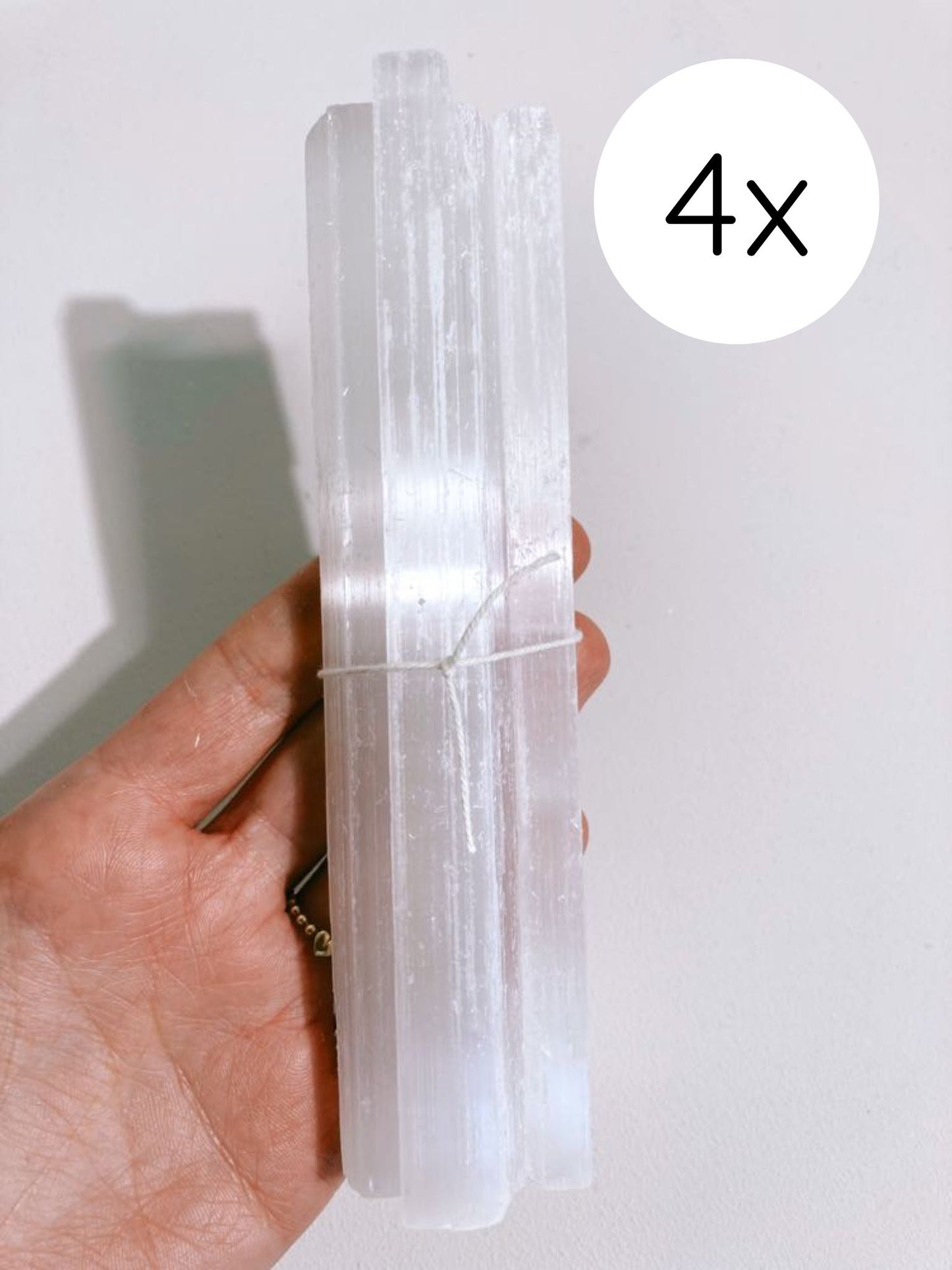 CLEAN THE HOUSE! 4x 15cm Selenit Stab Set  . Selenite Stick - aus Marokko
