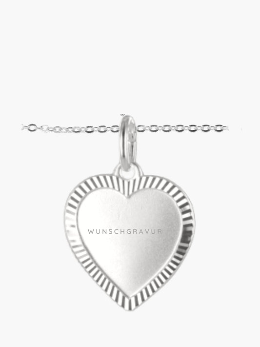 Kette mit Herz & Gravur 22 mm Sterlingsilber