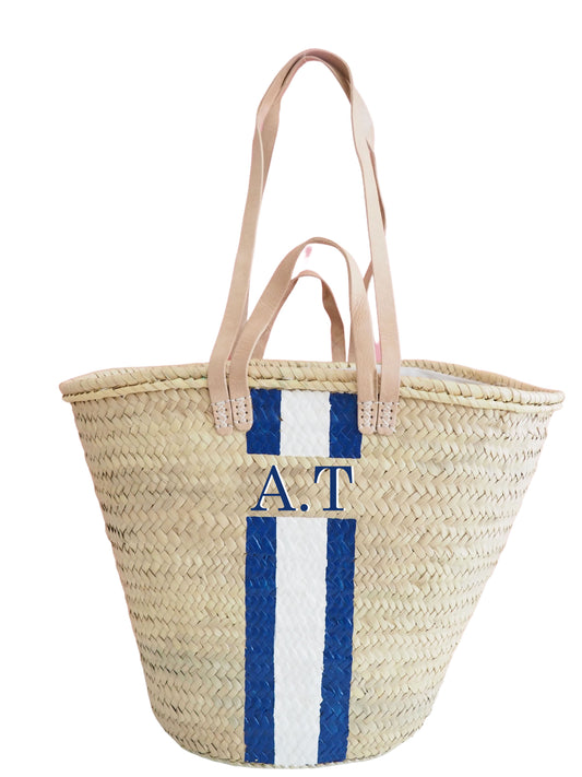 Korb Monogramm & Stripes Yacht Vacation Weiss