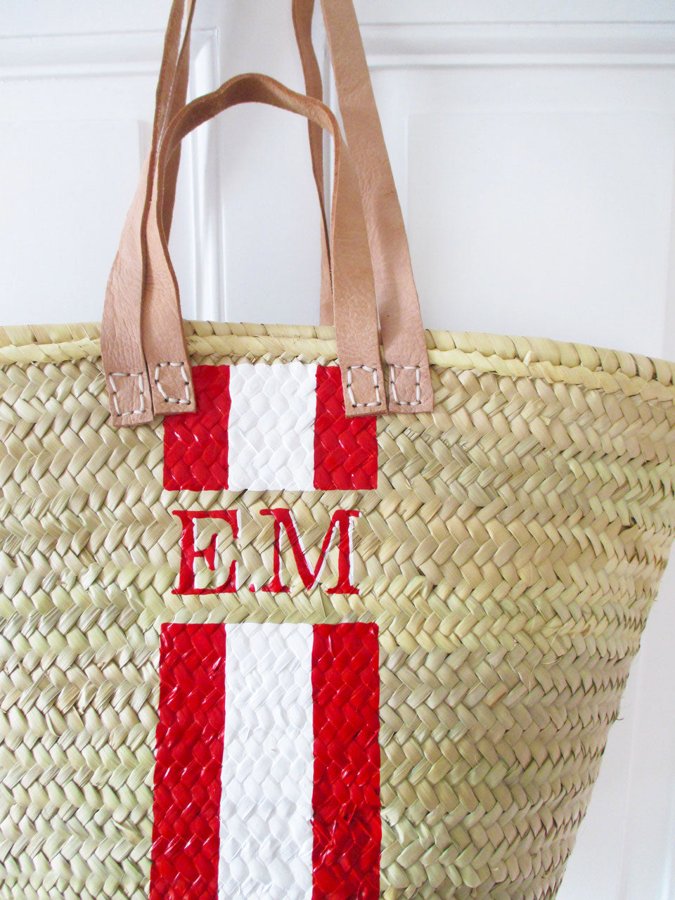 Korb Monogramm & Stripes Rot Weiss